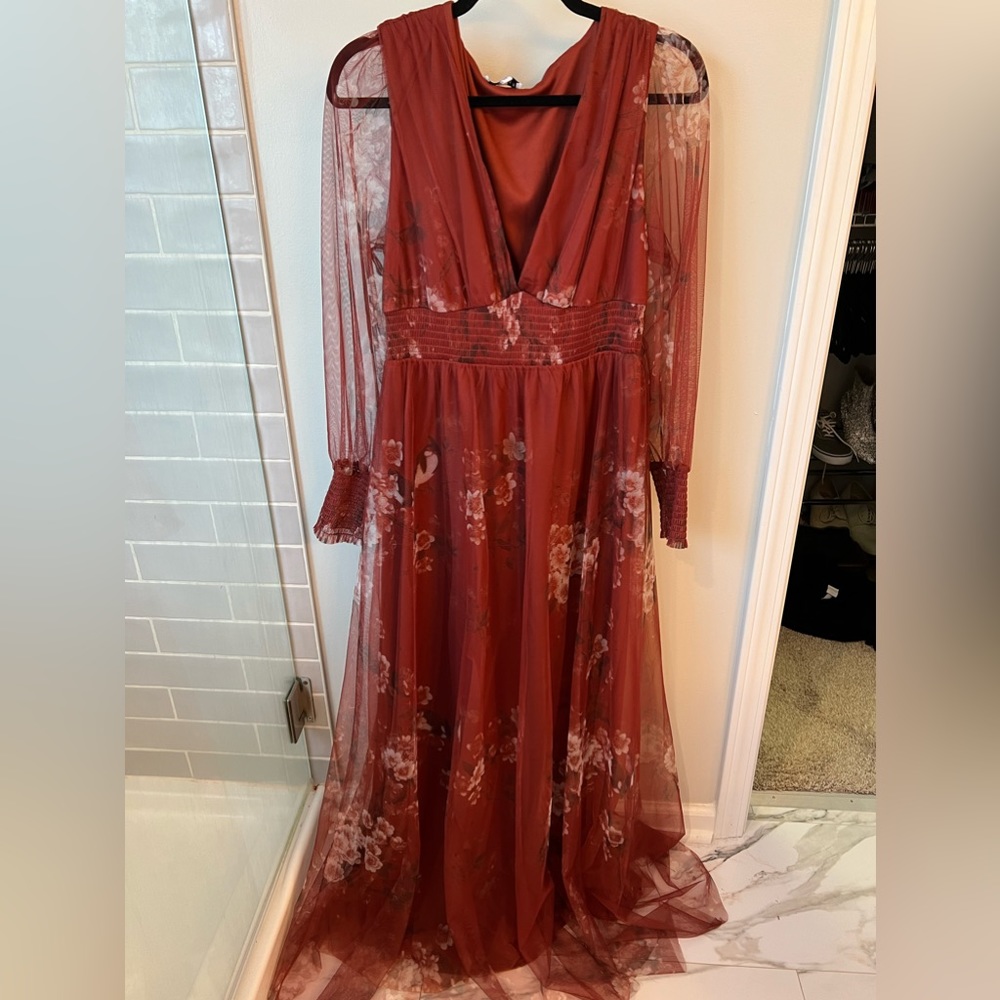 Baltic Born Laya Tulle Dress - Rust Floral